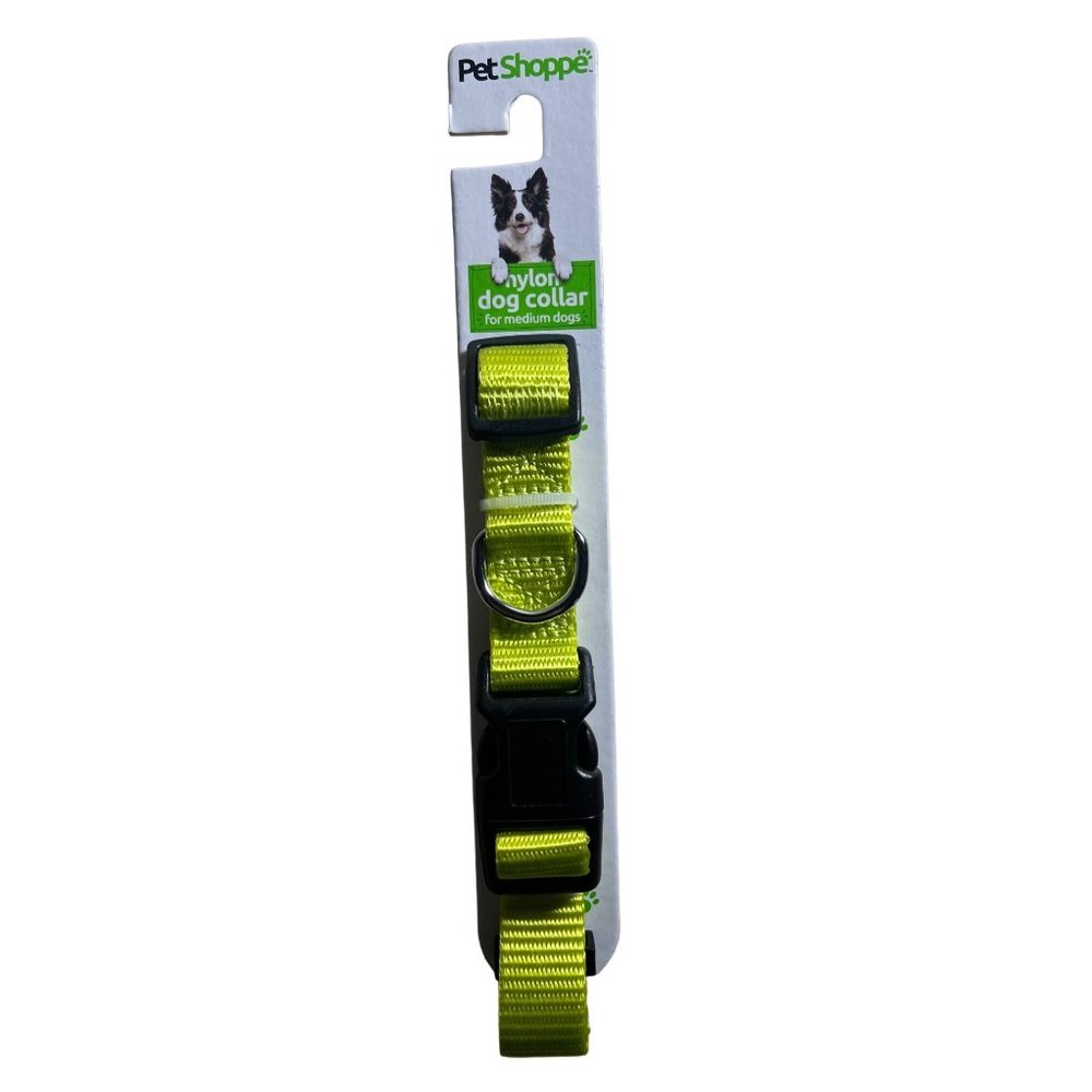 Dog Collar Pet Shoppe Dog Collar Neon Green Medium Nylon Dog Collar